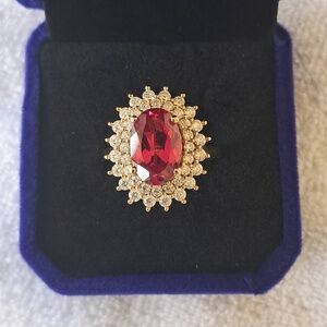 Padparadscha Sapphire & Genuine Moissanite Double Halo Ring.